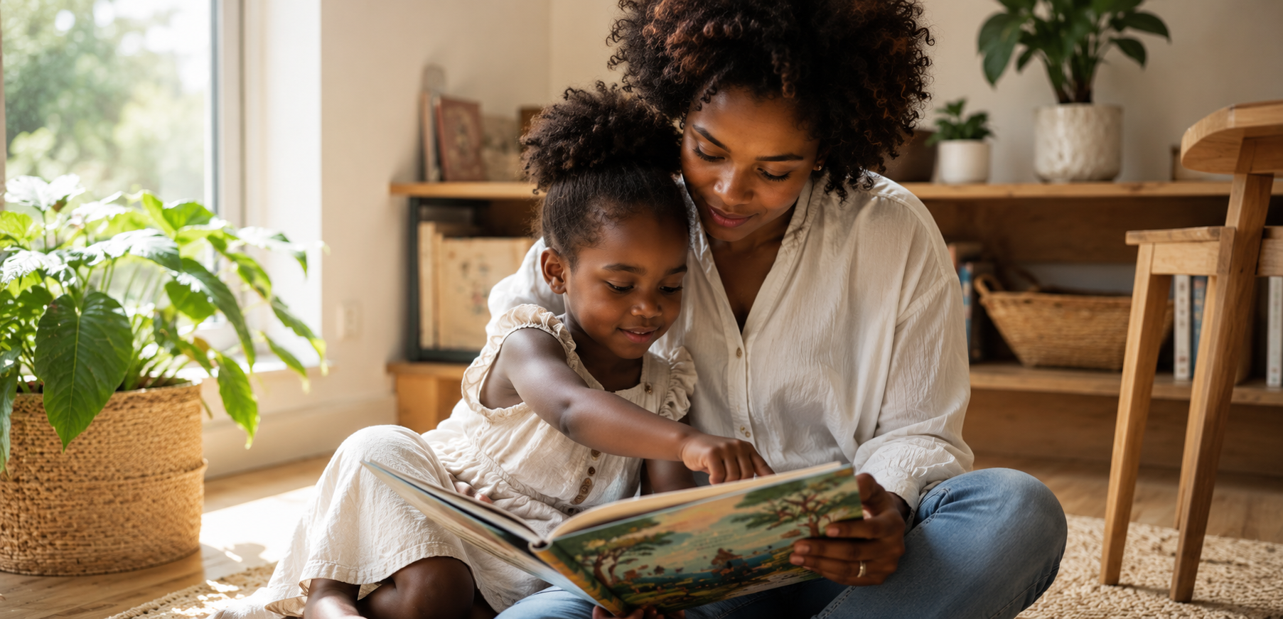 Mother and child learning together